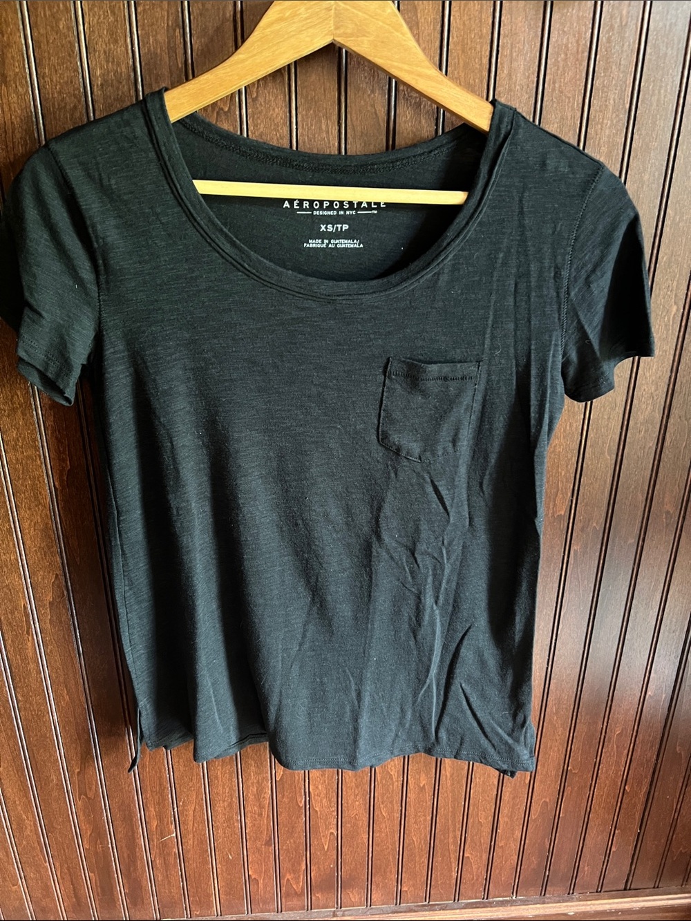 Aeropostale Black Scoop Neck Pocket Tee - Women's Short Sleeve Size XS